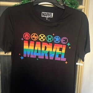 Marvel Black Tee with Colorful Logo